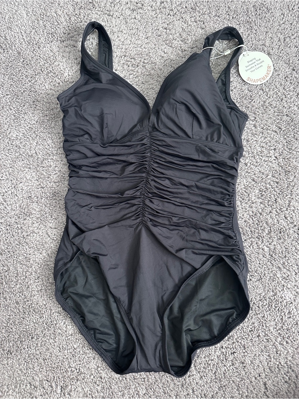 Coco Reef Black Ruched One-Piece Swim Suit with Support Side 12/36D